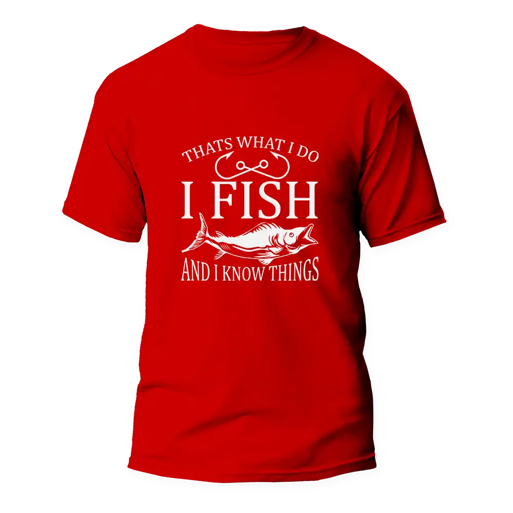 Outdoorzees I Fish And Know Things Man T-Shirt - Image 3