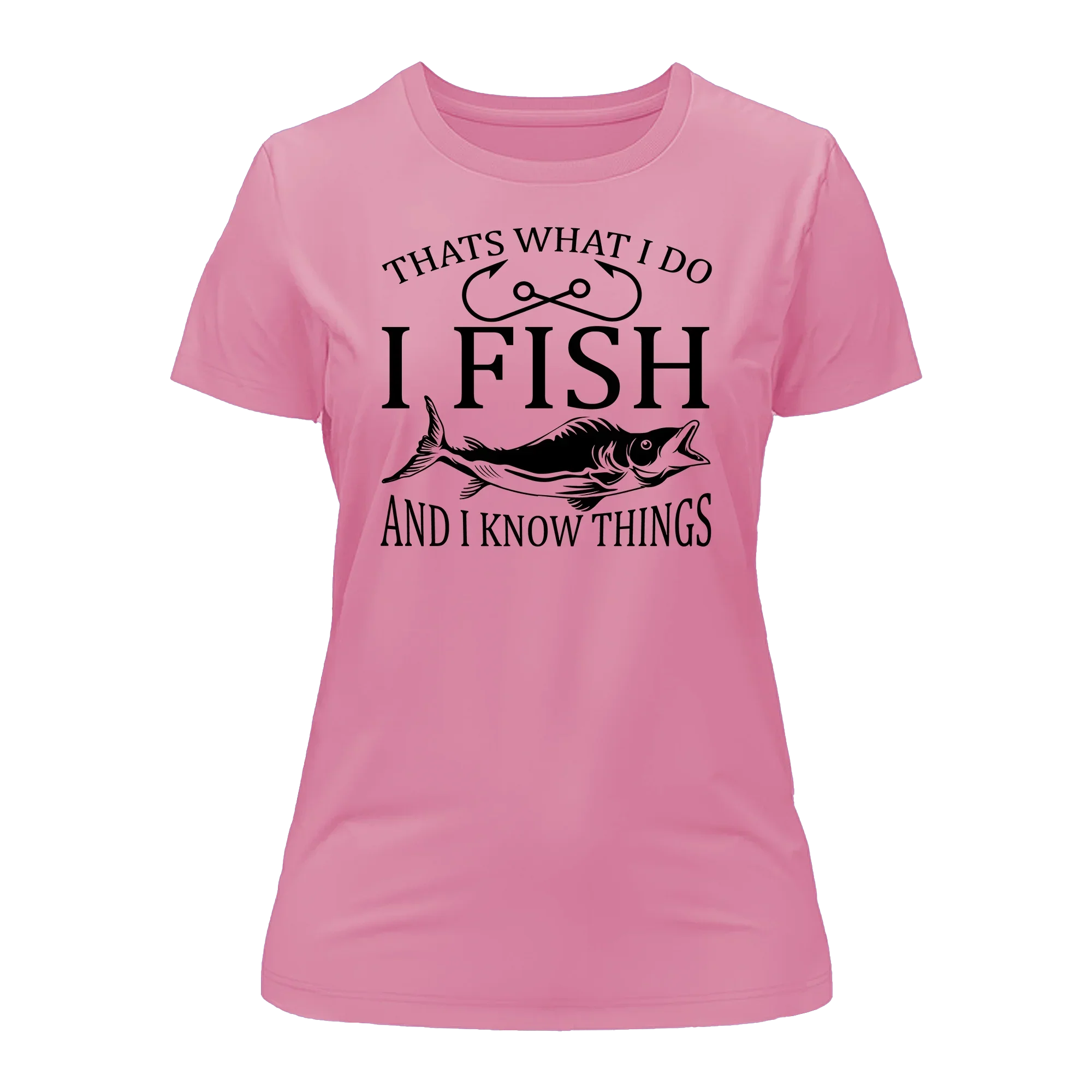 Outdoorzees I Fish And Know Things T-Shirt for Women - Image 3