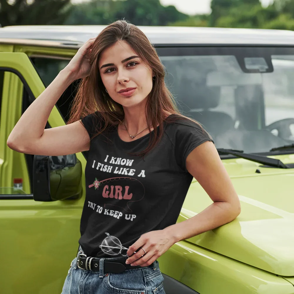 Outdoorzees I Fish Like A Girl T-Shirt for Women - Image 4