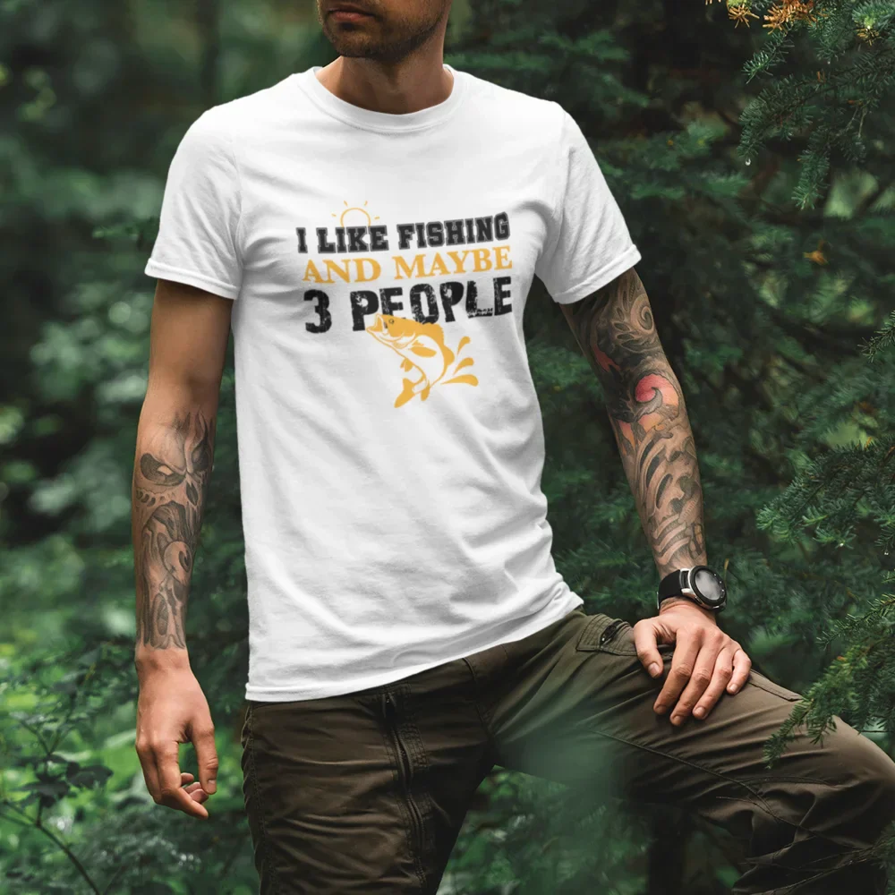 Outdoorzees I Like Fishing And Maybe Like 3 People Man T-Shirt - Image 4