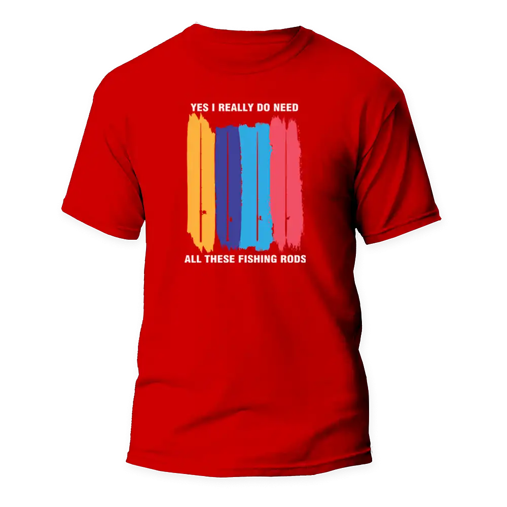 Outdoorzees I Really Need All These Fishing Rods Man T-Shirt - Image 3