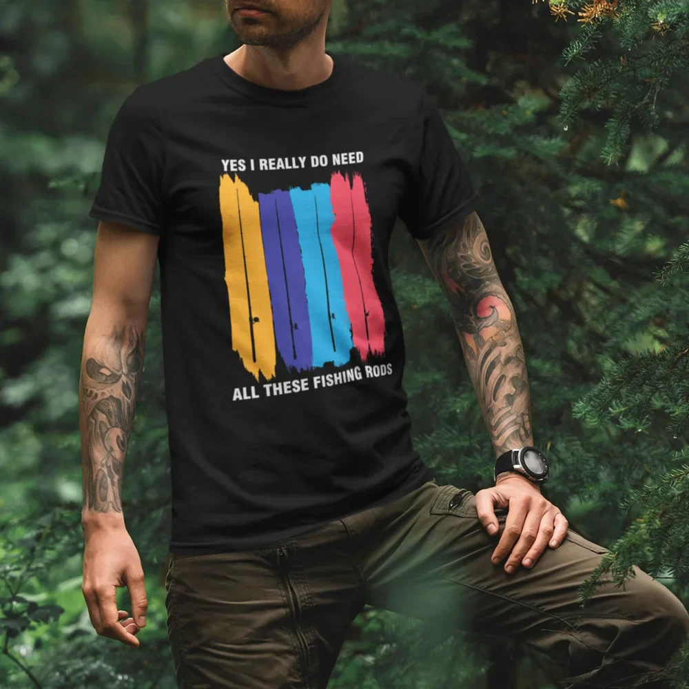 Outdoorzees I Really Need All These Fishing Rods Man T-Shirt - Image 4