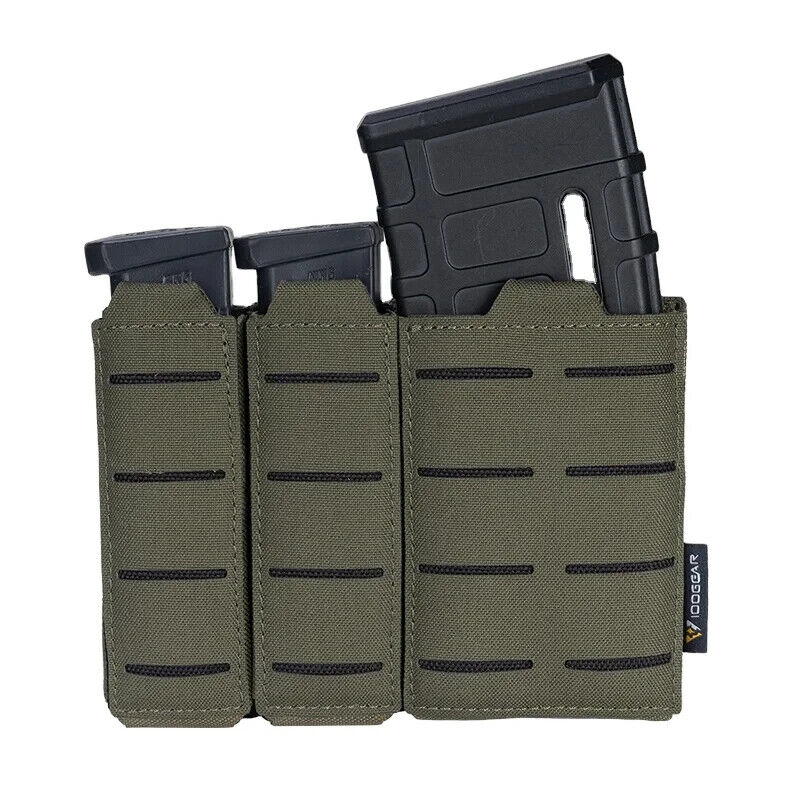 IDOGEAR Tactical Triple Mag Pouch MOLLE, Fits 5.56 & 9mm Magazines, Multi-Color - Image 3