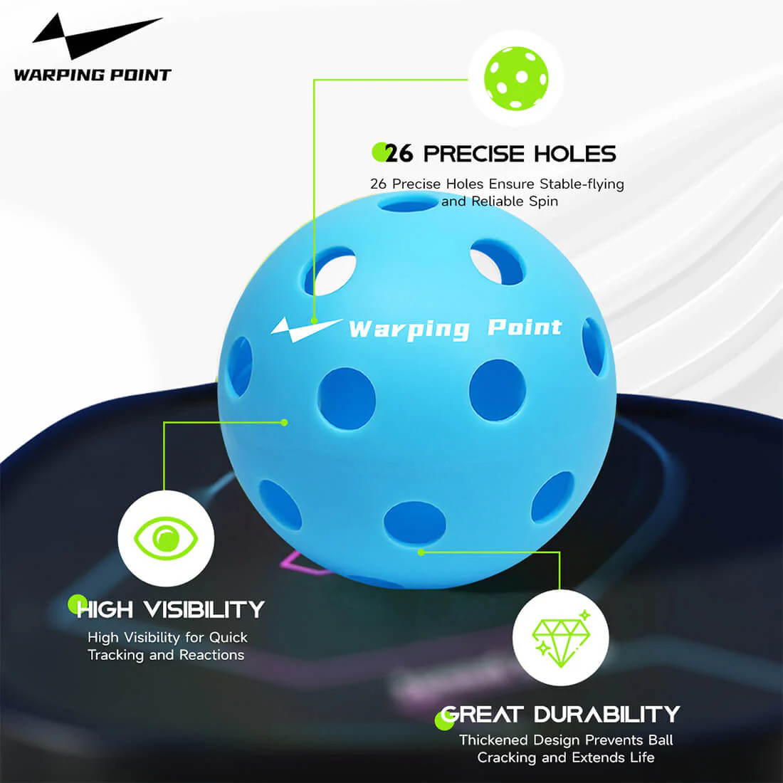 Warping Point Indoor Practice Pickleballs - Blue - Image 5