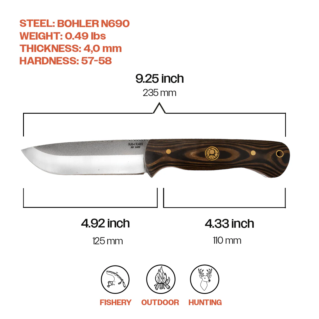 Kam Knife - A10 - Black Handle - Fixed Blade - Image 5