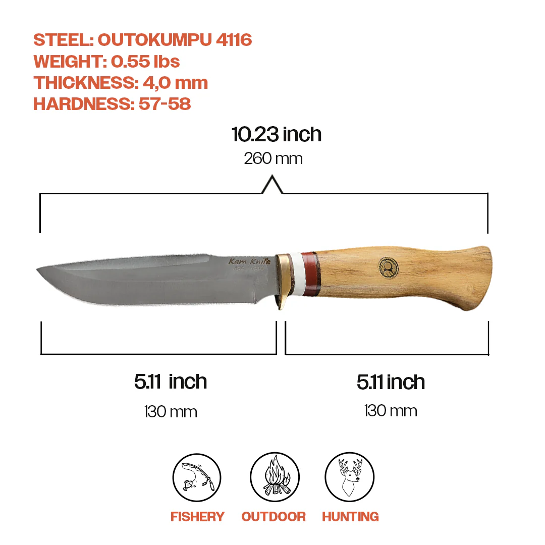 Kam Knife - A20 - Accacia Wood Handle - Fixed Blade - Image 7