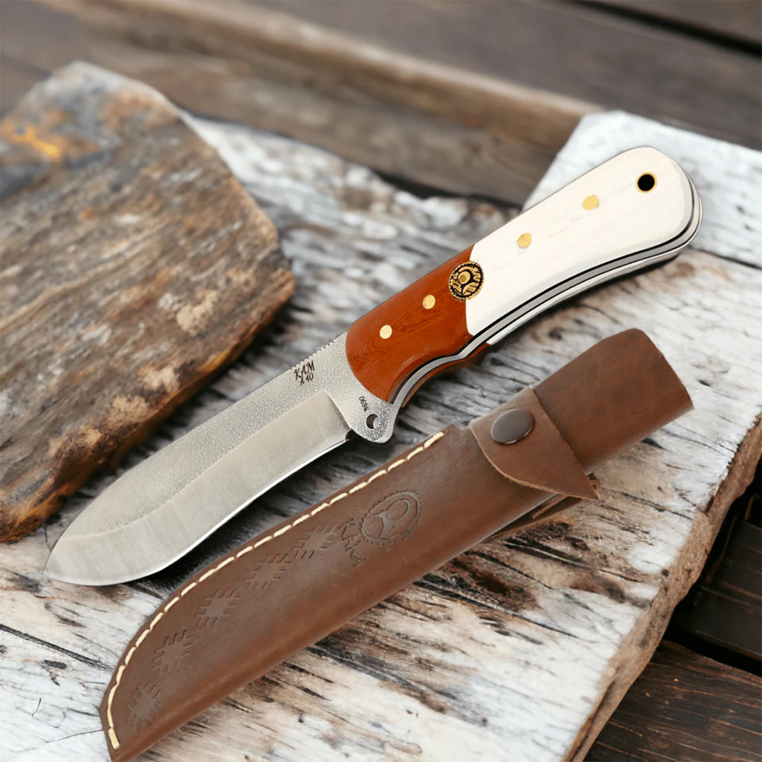 Kam Knife – A40 - N690 Steel - Red and White Handle - Fixed Blade - Image 2