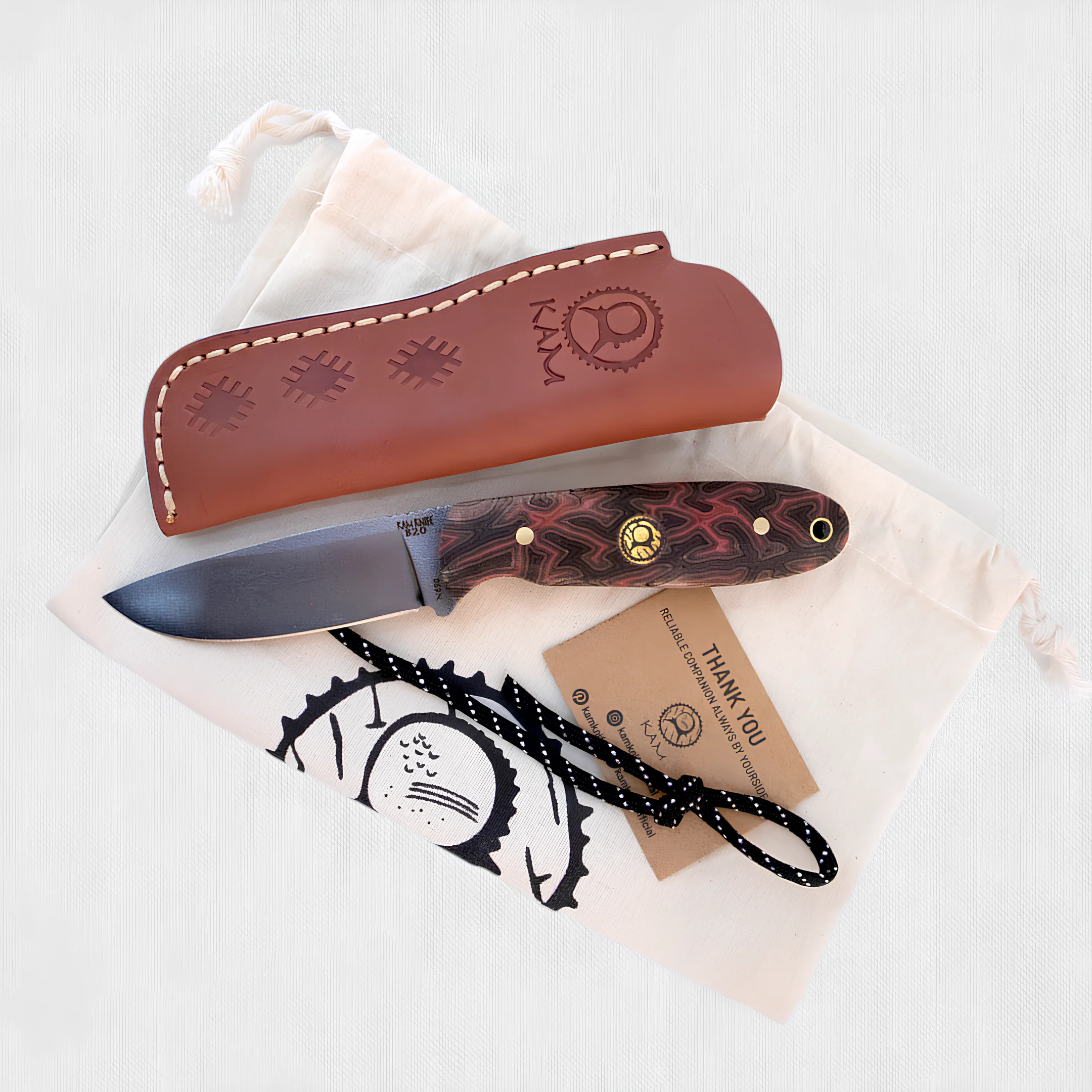 Kam Knife - B20 - Orange G Micarta Handle - Fixed Blade - Image 8