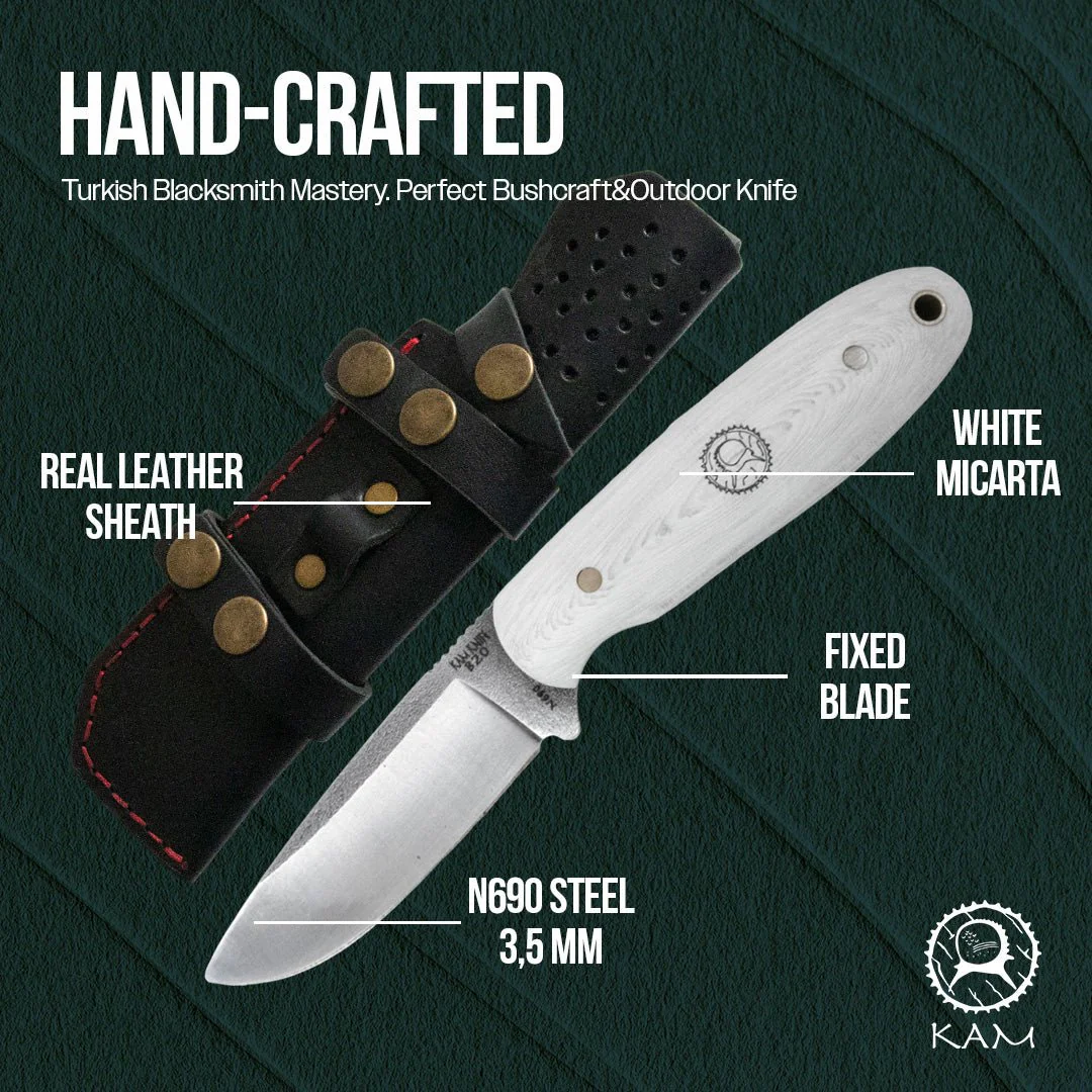 Kam Knife - B20 - White Handle - Fixed Blade - Image 11