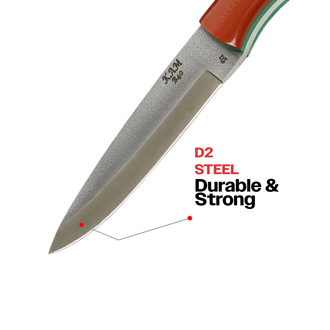 Kam Knife - B40 - Red and Brown Handle - Fixed Blade - Image 7