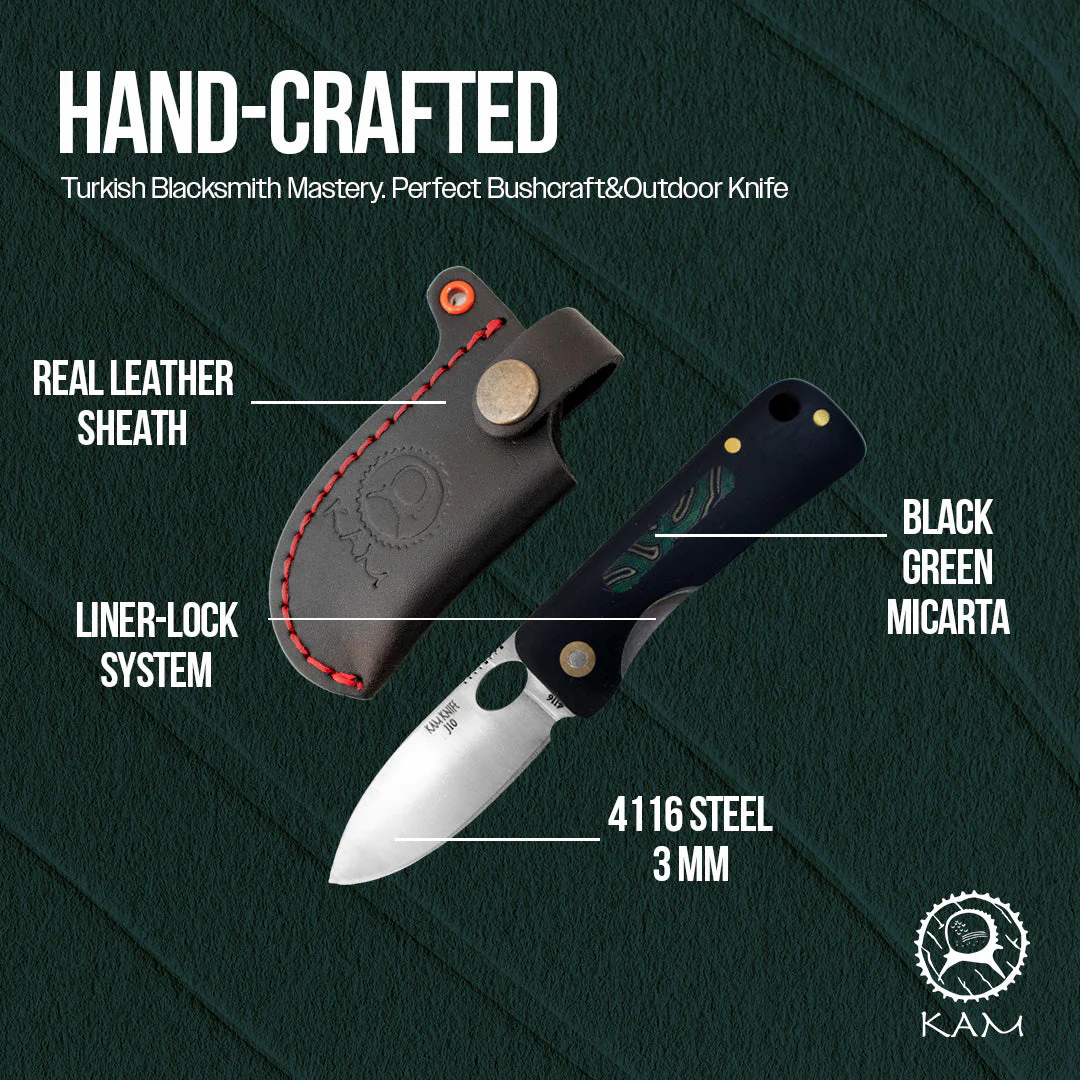 Kam Knife – J10 - Black G Micarta Handle - Pocket Knife - Image 7