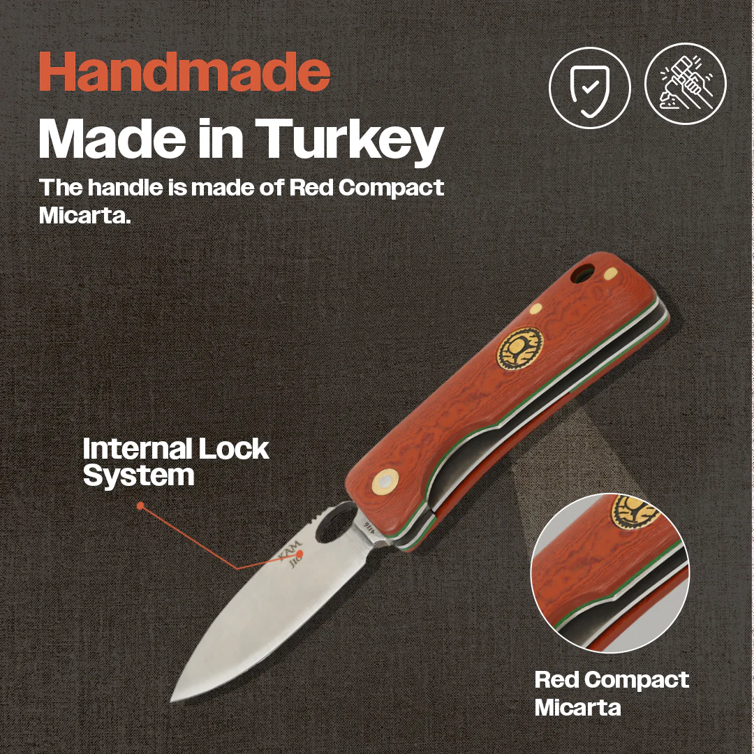 Kam Knife – J10 - Red Inlay Handle - Pocket Knife - Image 3
