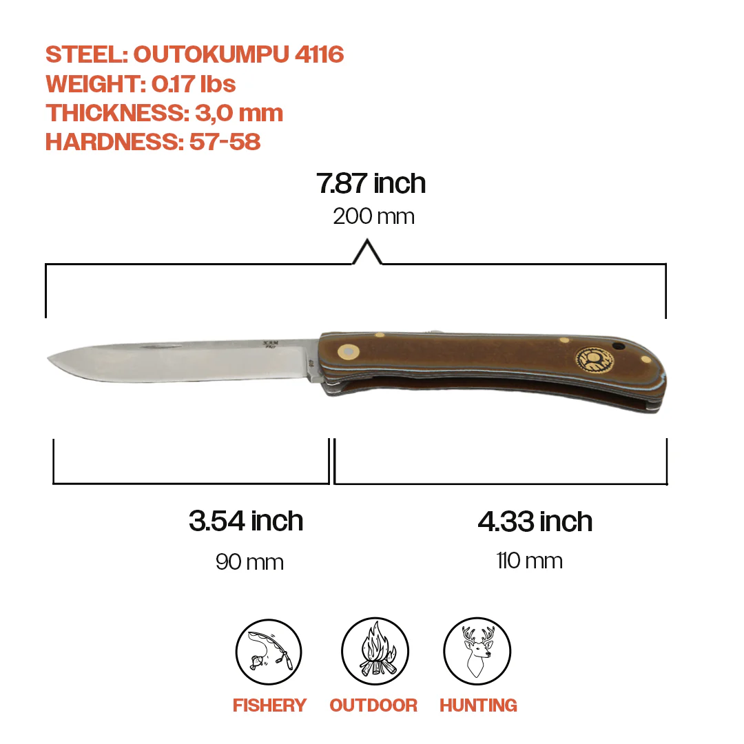 Kam Knife - PR77 - 4116 Steel - Micarta Handle - Black Lock Pocket Knife - Image 6