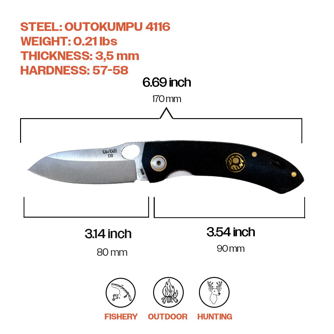 Kam Knife - T10 - Black Handle - Pocket Knife - Image 5