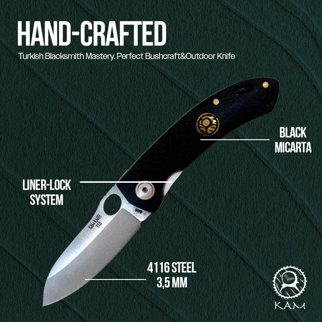 Kam Knife - T10 - Black Handle - Pocket Knife - Image 6