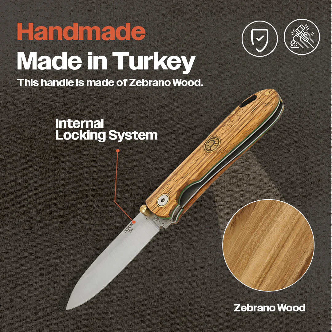 Kam Knife - T20 - Zebrano Handle - Pocket Knife - Image 6