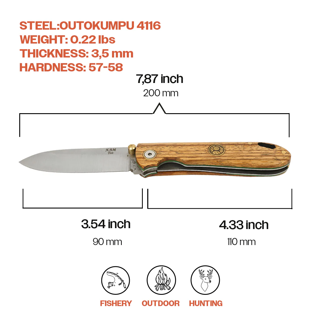 Kam Knife - T20 - Zebrano Handle - Pocket Knife - Image 7
