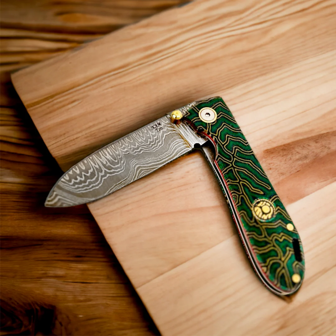 Kam Knife – T20 - Green G Micarta Handle - Pocket Knife - Image 4