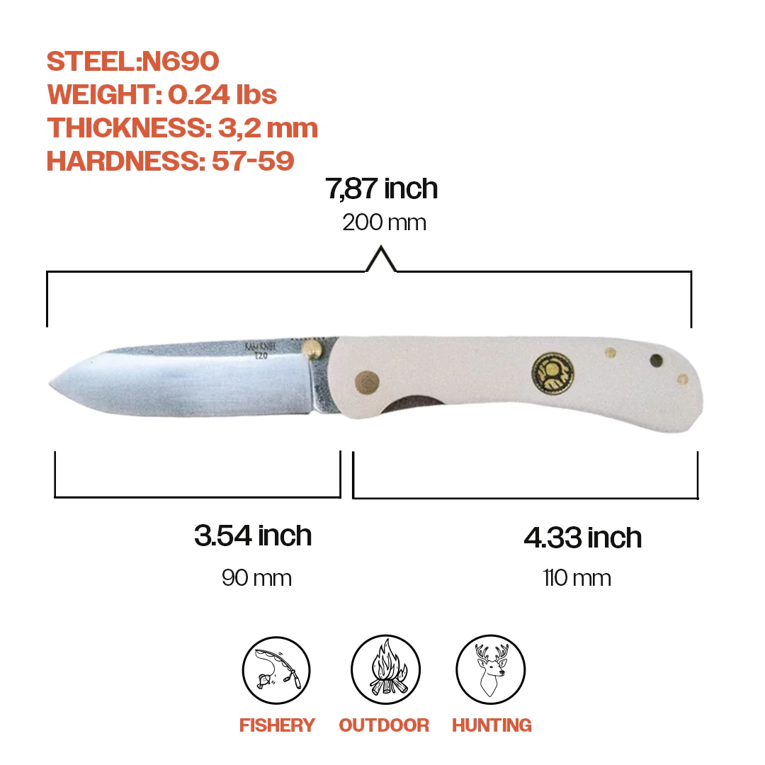 Kam Knife - T20 - White Handle - Pocket Knife - Image 5