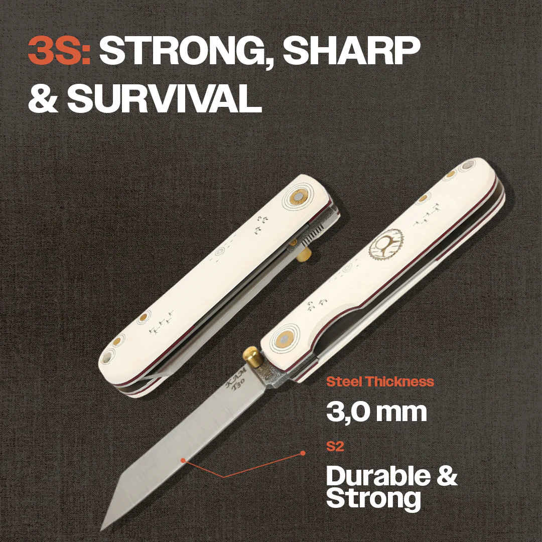 Kam Knife – T30 - Katsu White Handle - Pocket Knife - Image 4