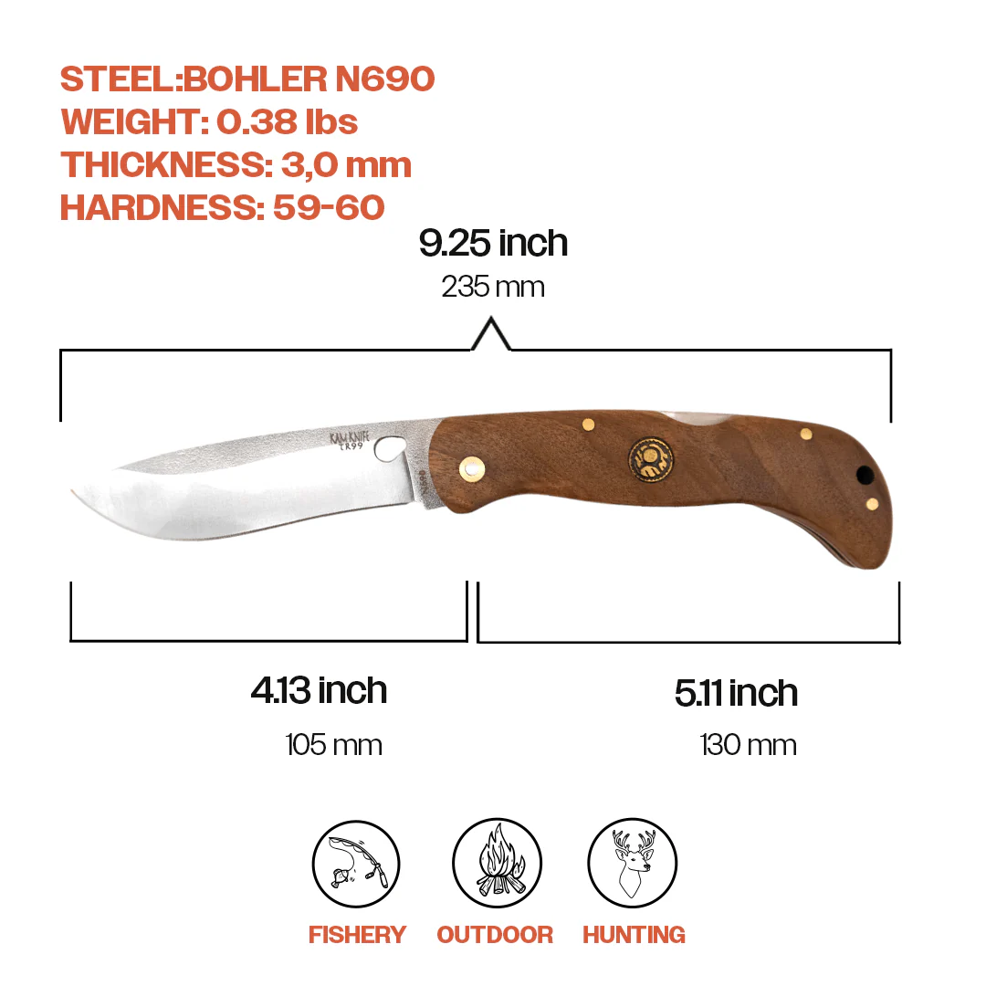 Kam Knife - TR99 - N690 Steel - Walnut Handle - Pocket Knife - Image 6