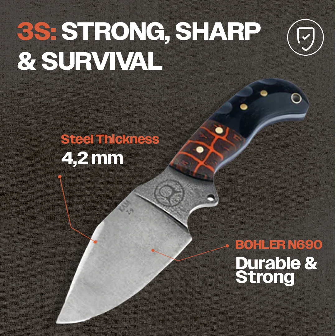 Kam Knife - Z9 - Orange G Micarta Black Handle - Fixed Blade - Image 6