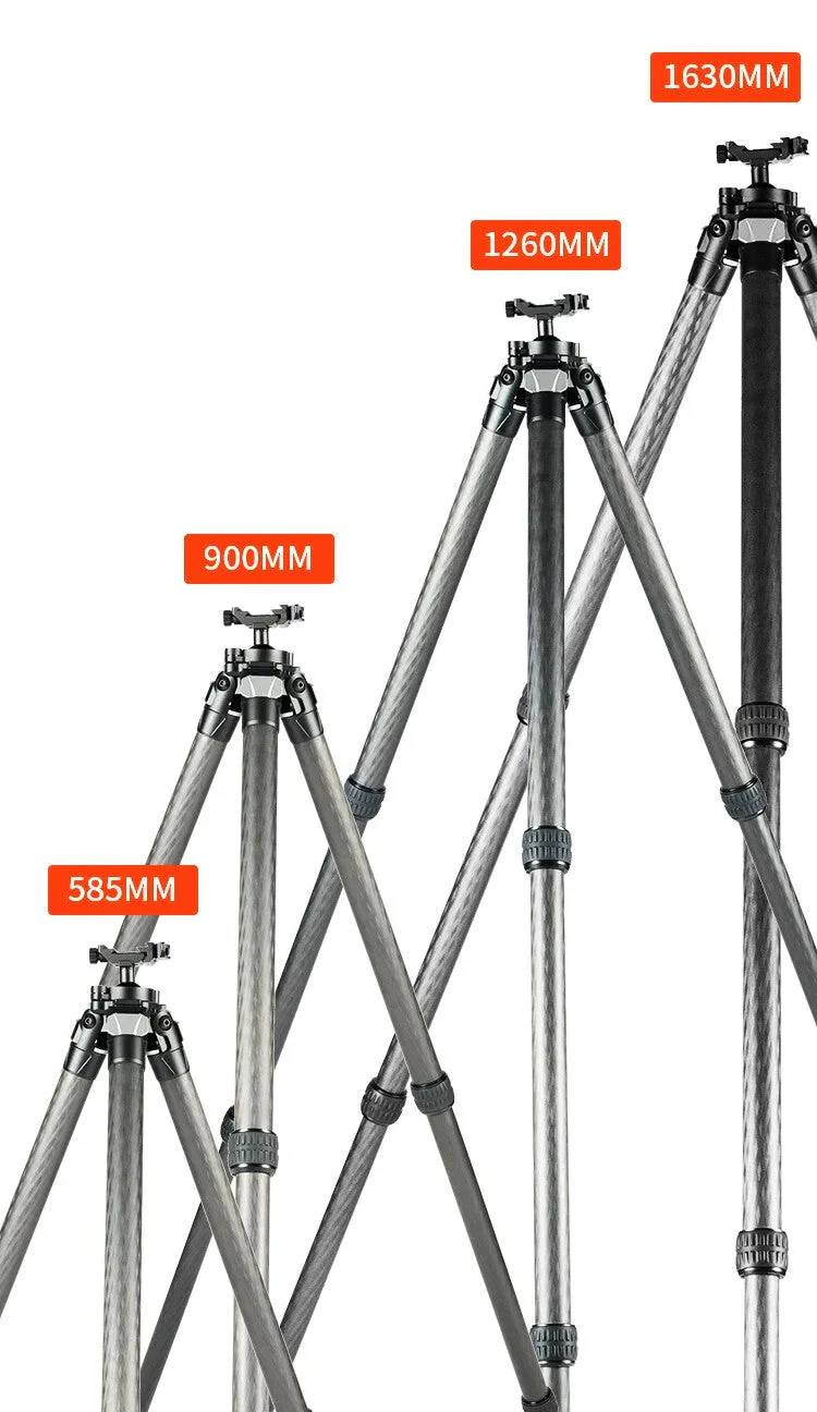 Linkogear Carbon Fiber Tripod – Picatinny/Arca, 64" Max, 66lb Capacity - Black - Image 3