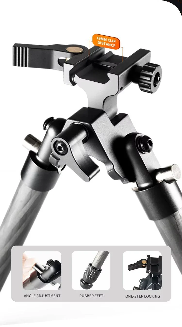 Linkogear HB-C01L Carbon Fiber Tac Bipod – QD Picatinny – Rubber & Spike Feet - Image 4