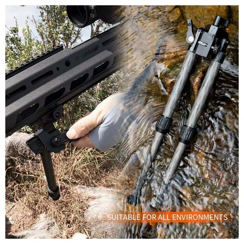 Linkogear HB-C01L Carbon Fiber Tac Bipod – QD Picatinny – Rubber & Spike Feet - Image 6