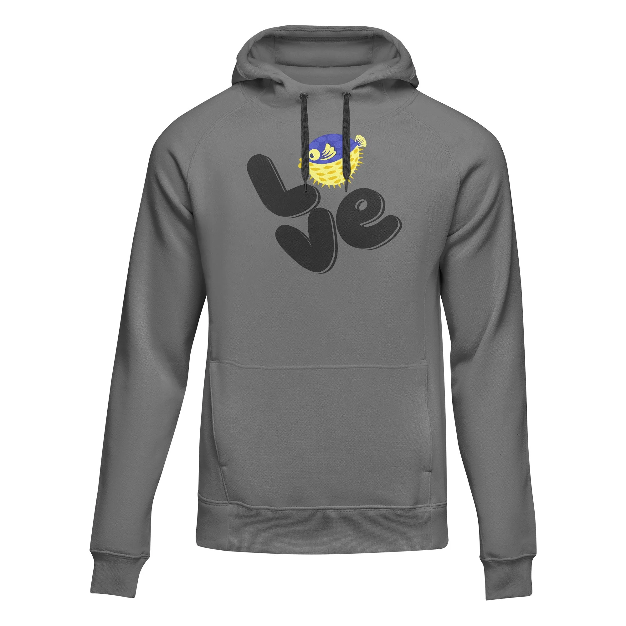 Outdoorzees Love Fishing Blue Blowfish Globe Unisex Hoodie - Image 3
