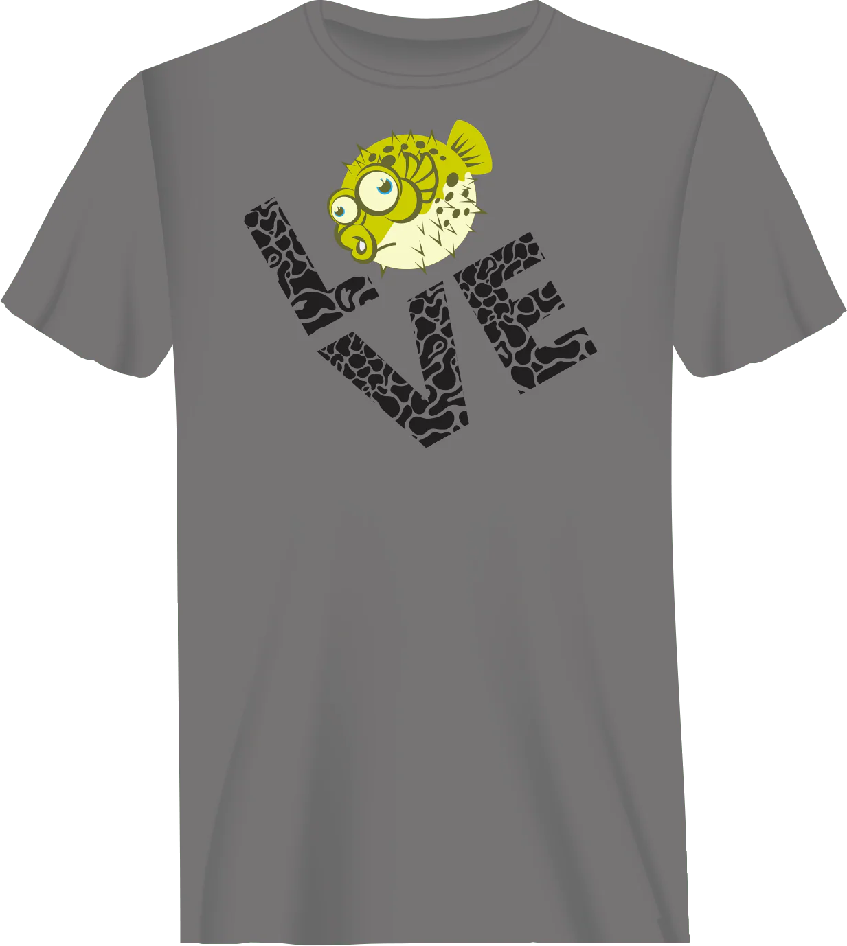 Outdoorzees Love Fishing Green Blowfish Globe Man T-Shirt - Image 2