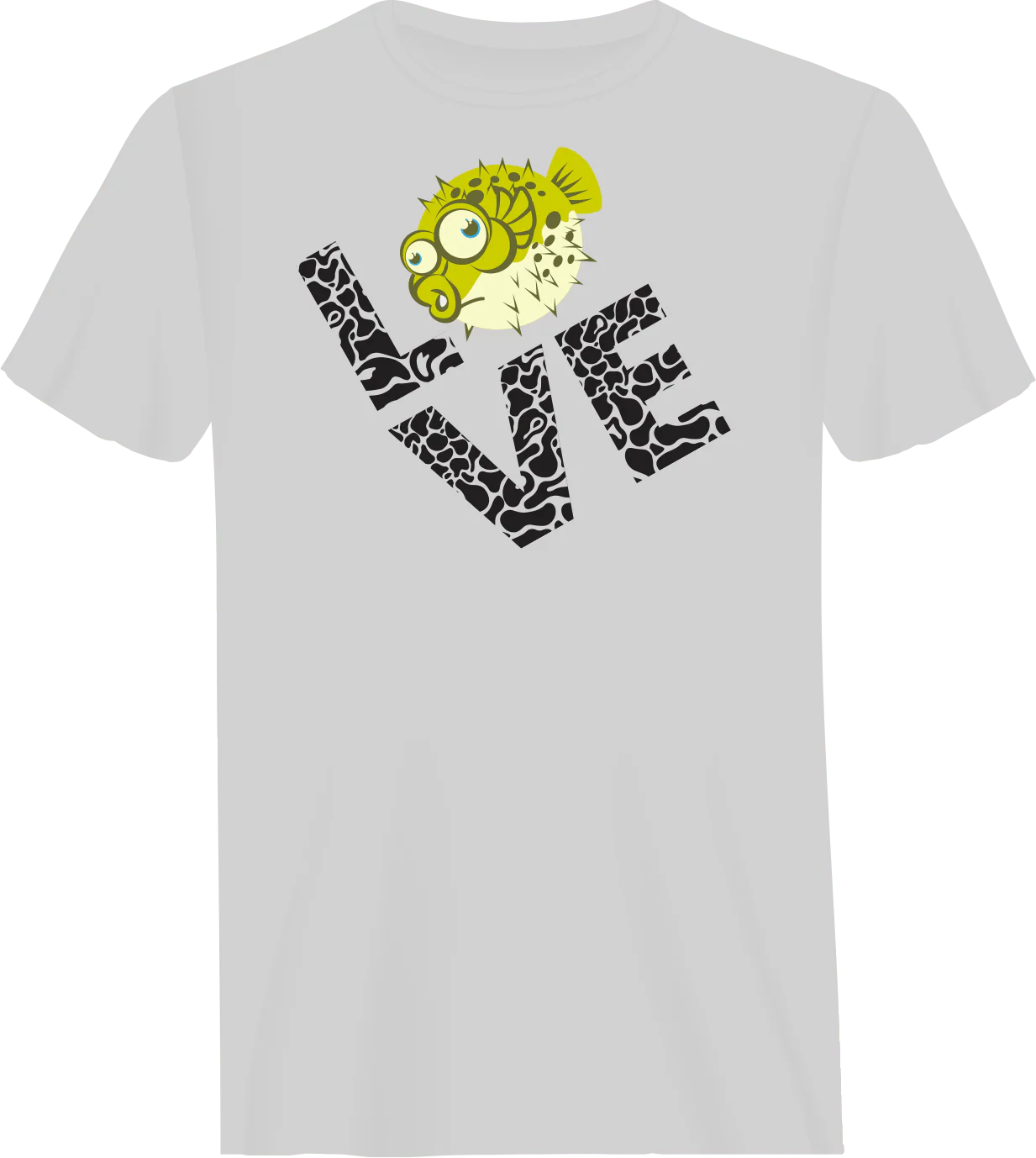 Outdoorzees Love Fishing Green Blowfish Globe Man T-Shirt - Image 3