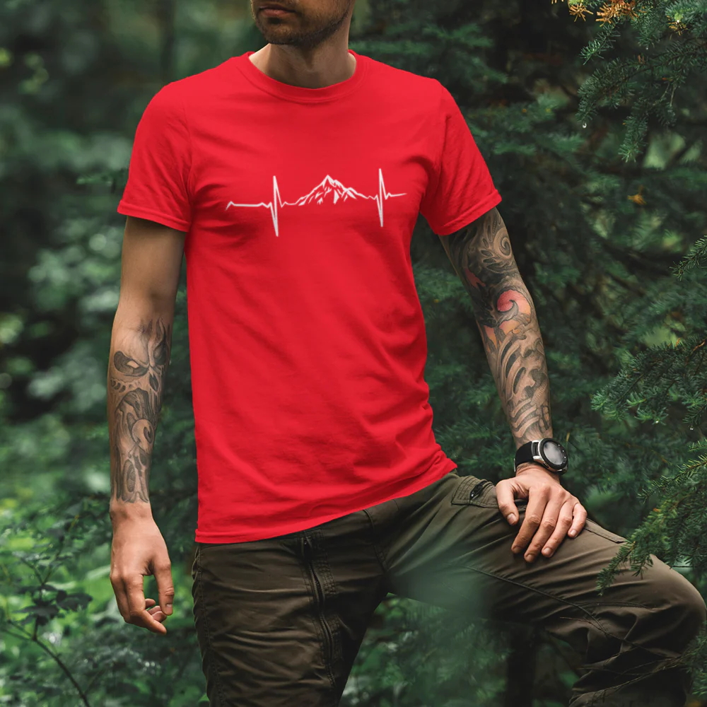 Outdoorzees Mountain Hiking Heartbeat Unisex T-Shirt - Image 5