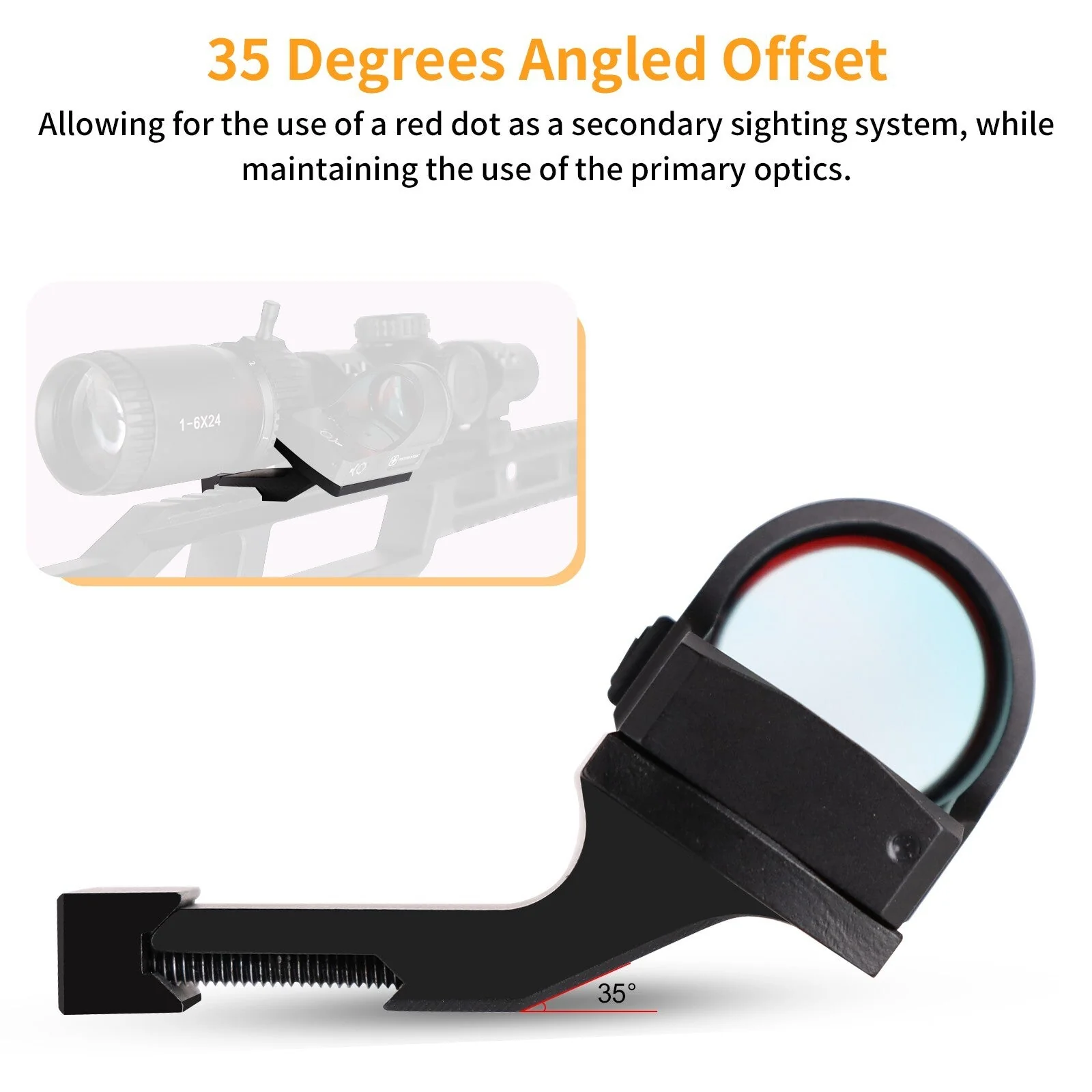 MUCITUP MUCTAC RMR 35° Offset Red Dot Mount 6061-T6 Aluminum Ambi Locking Zero Hold - Image 2