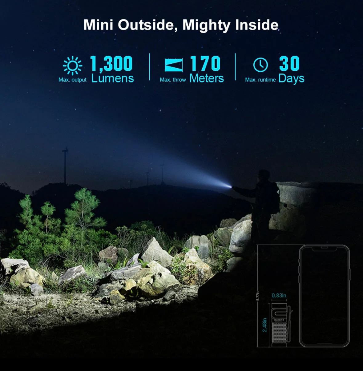 Olight Baton 4 EDC Flashlight 1300 Lumens Rechargeable Compact - Image 9