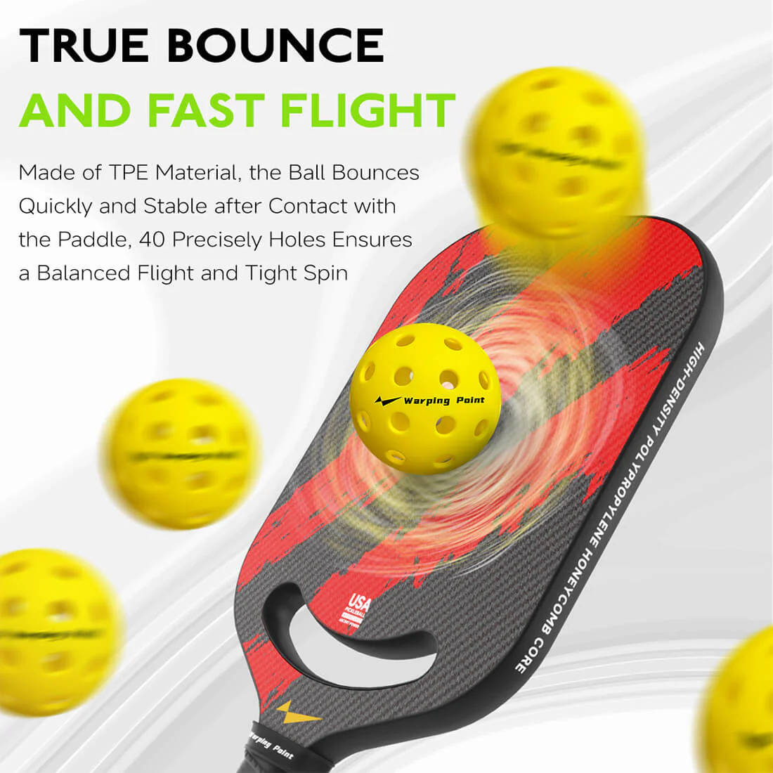 Warping Point Outdoor Practice Pickleballs - Yellow - Image 5