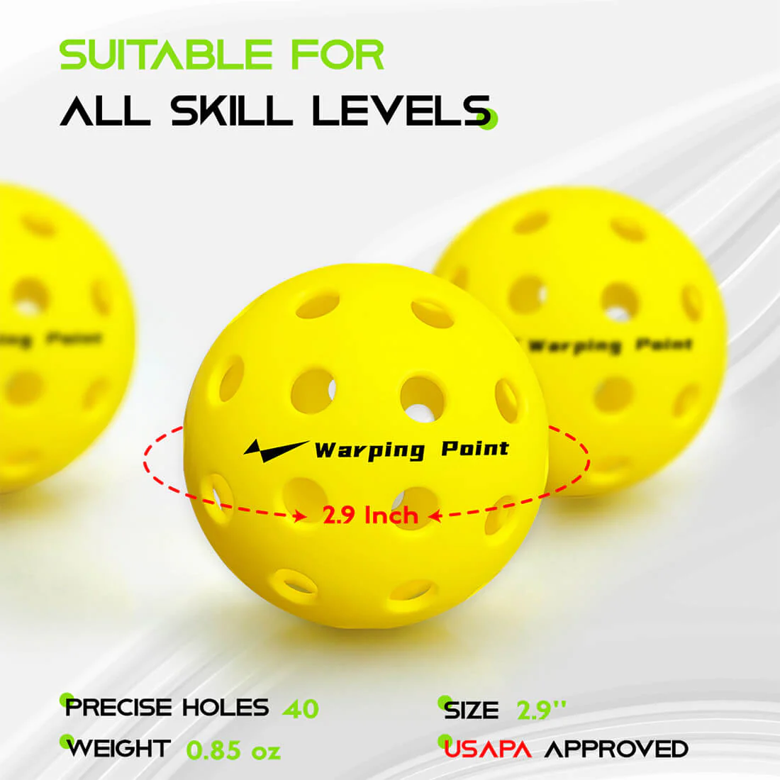 Warping Point Outdoor Practice Pickleballs - Yellow - Image 6