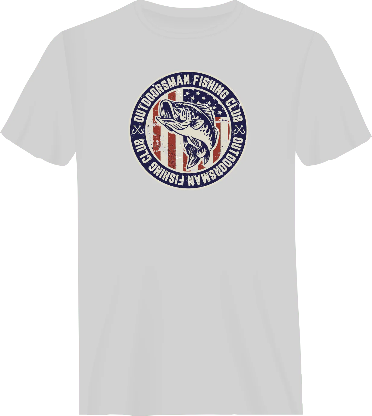 Outdoorzees Outdoorsman Fishing Club Patriotic Man T-Shirt - Image 2