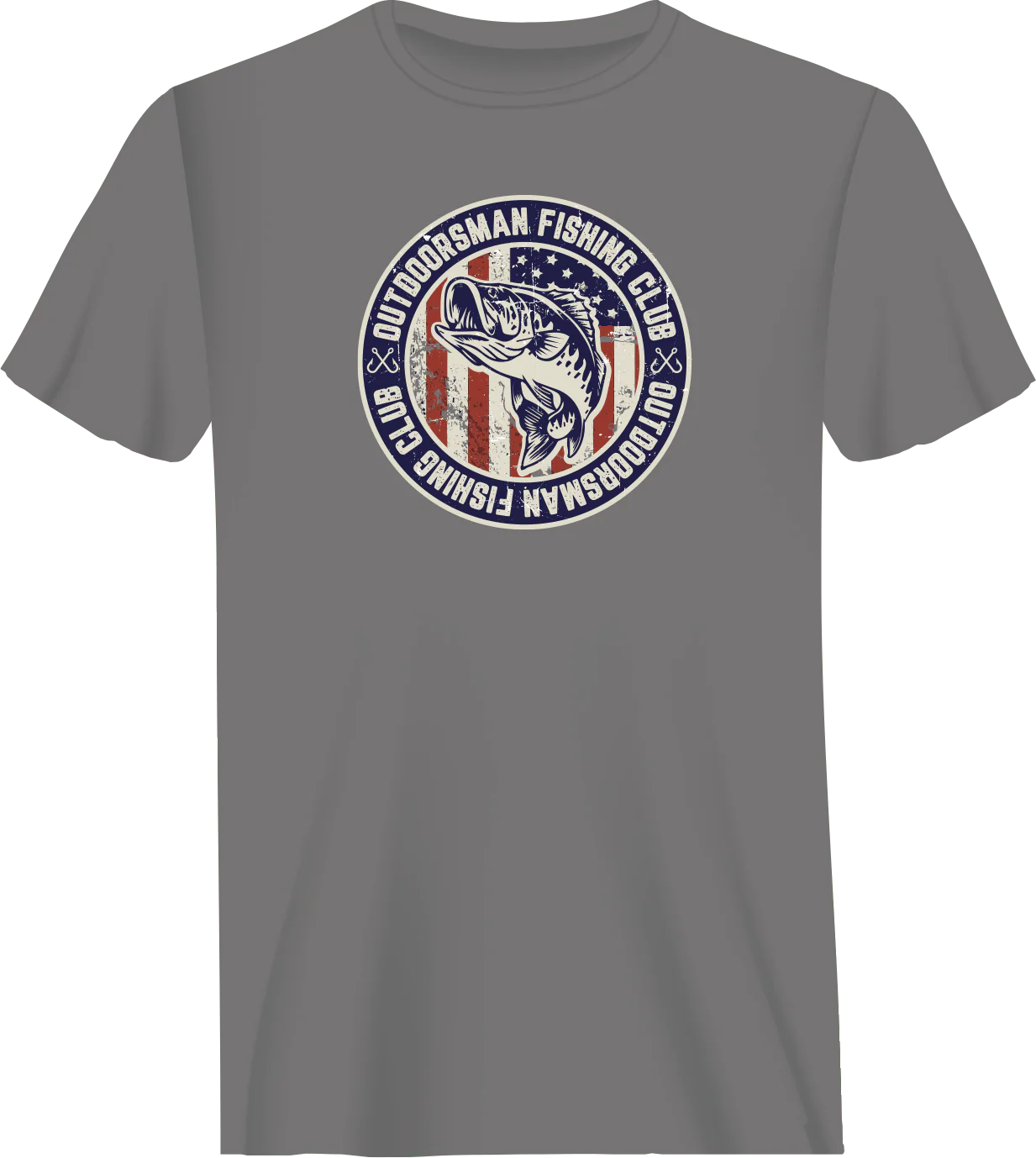 Outdoorzees Outdoorsman Fishing Club Patriotic Man T-Shirt - Image 3