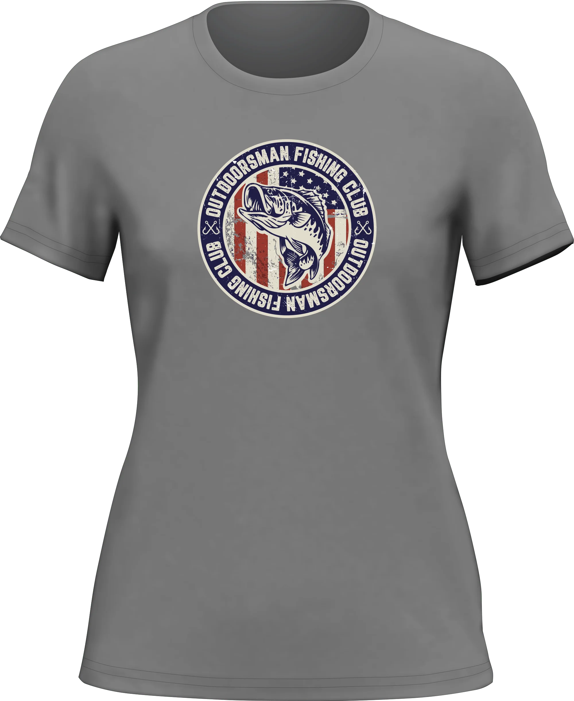 Outdoorzees Outdoorsman Fishing Club Patriotic T-Shirt for Women - Image 2