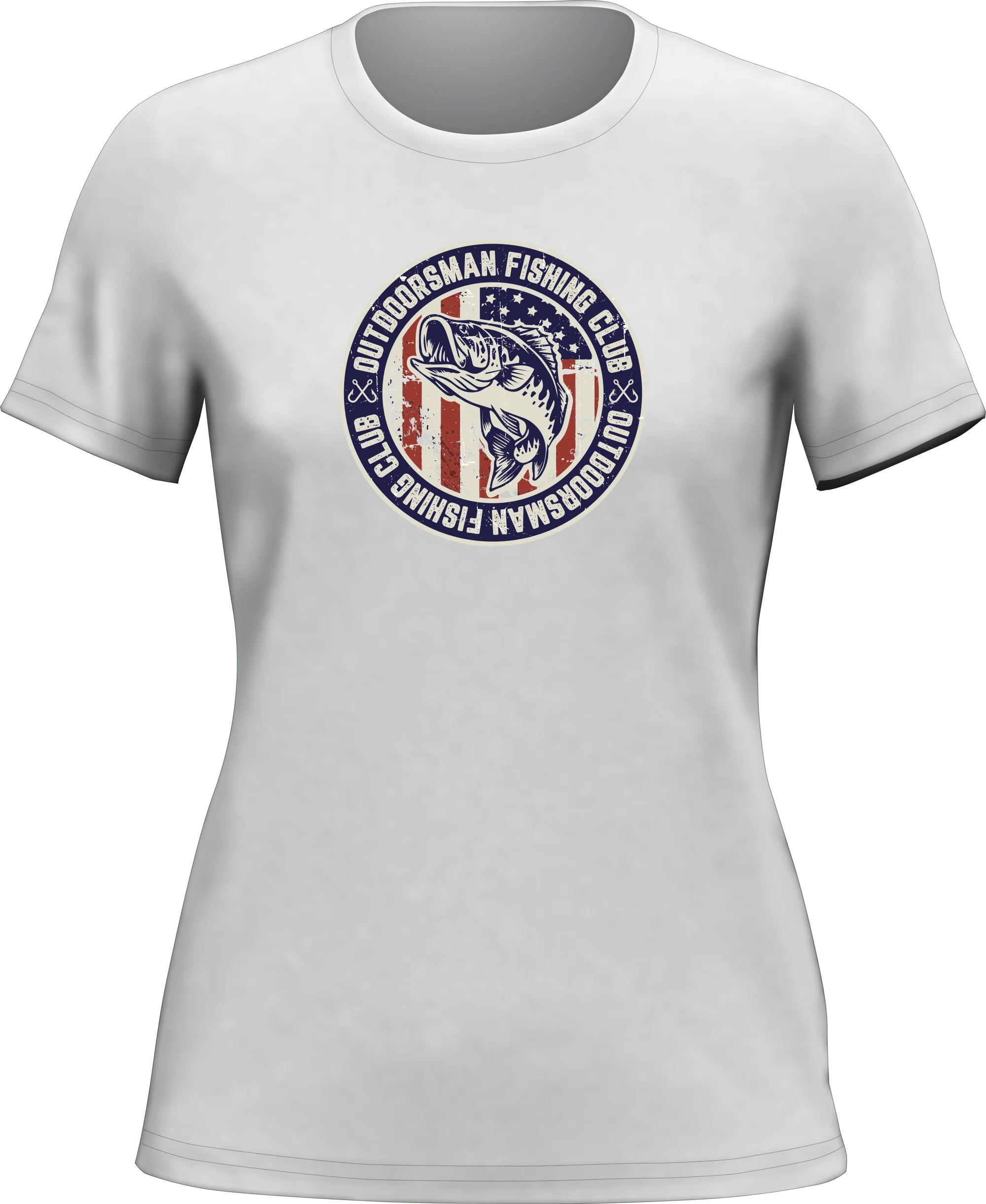Outdoorzees Outdoorsman Fishing Club Patriotic T-Shirt for Women - Image 4