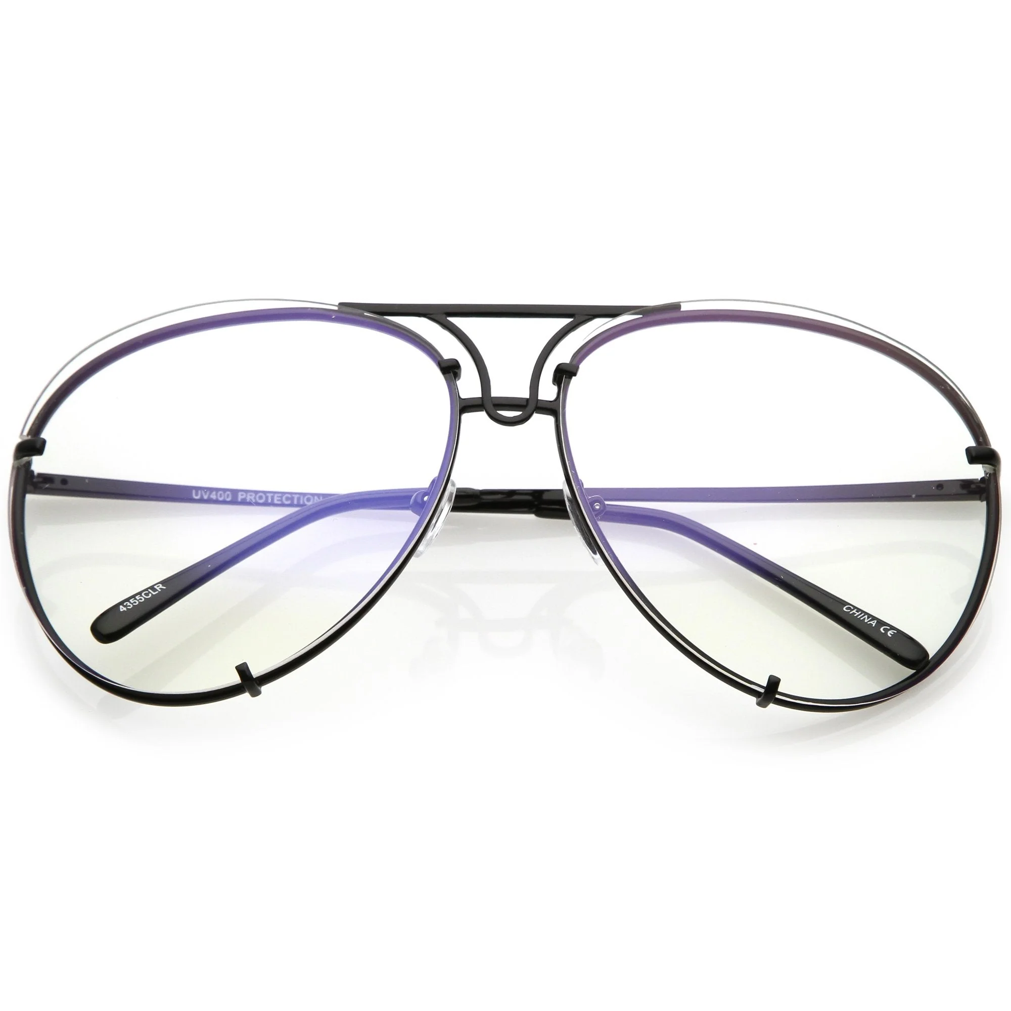 zeroUV  - Oversize Industrial Design Clear Flat Lens Aviator Glasses C155