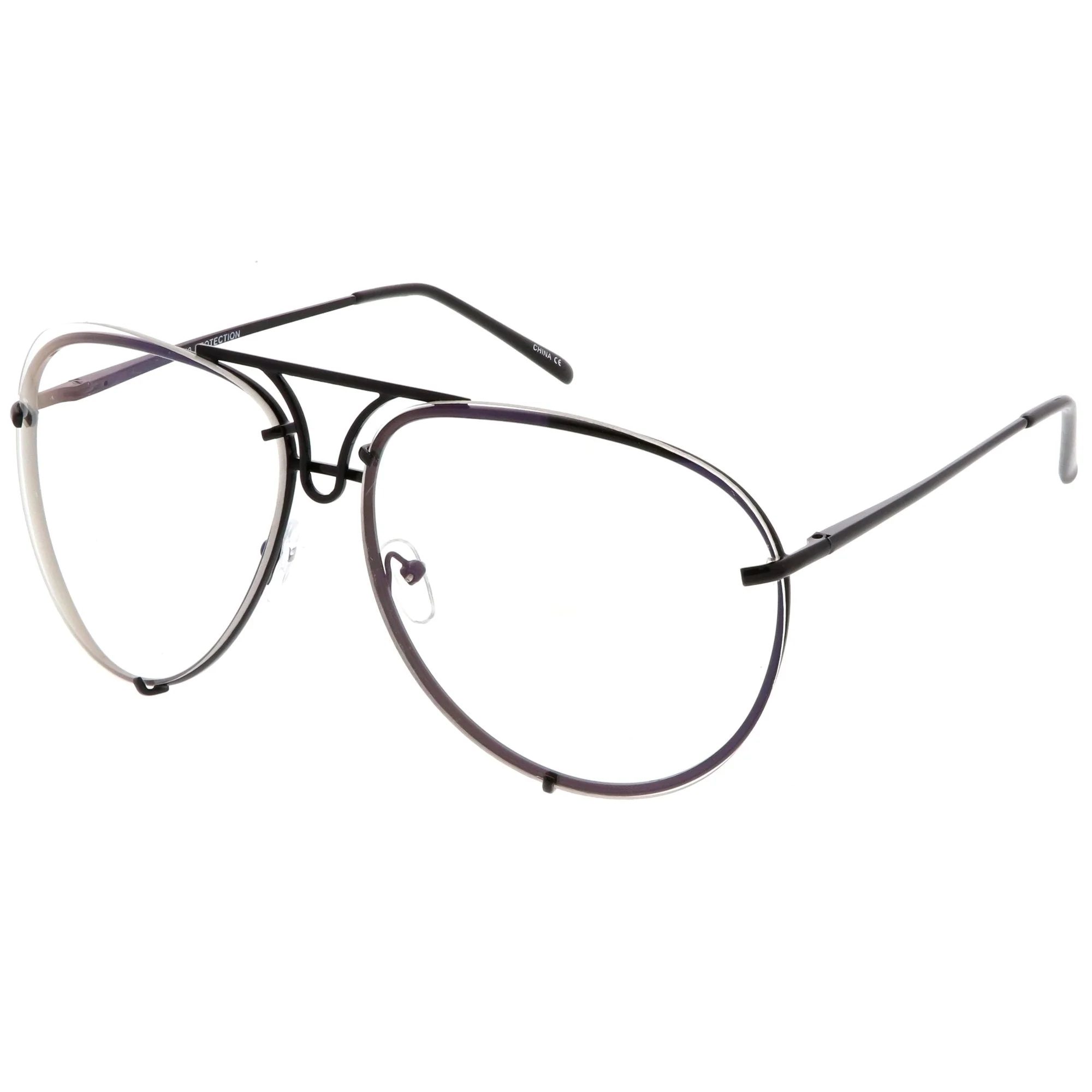 zeroUV  - Oversize Industrial Design Clear Flat Lens Aviator Glasses C155 - Image 2