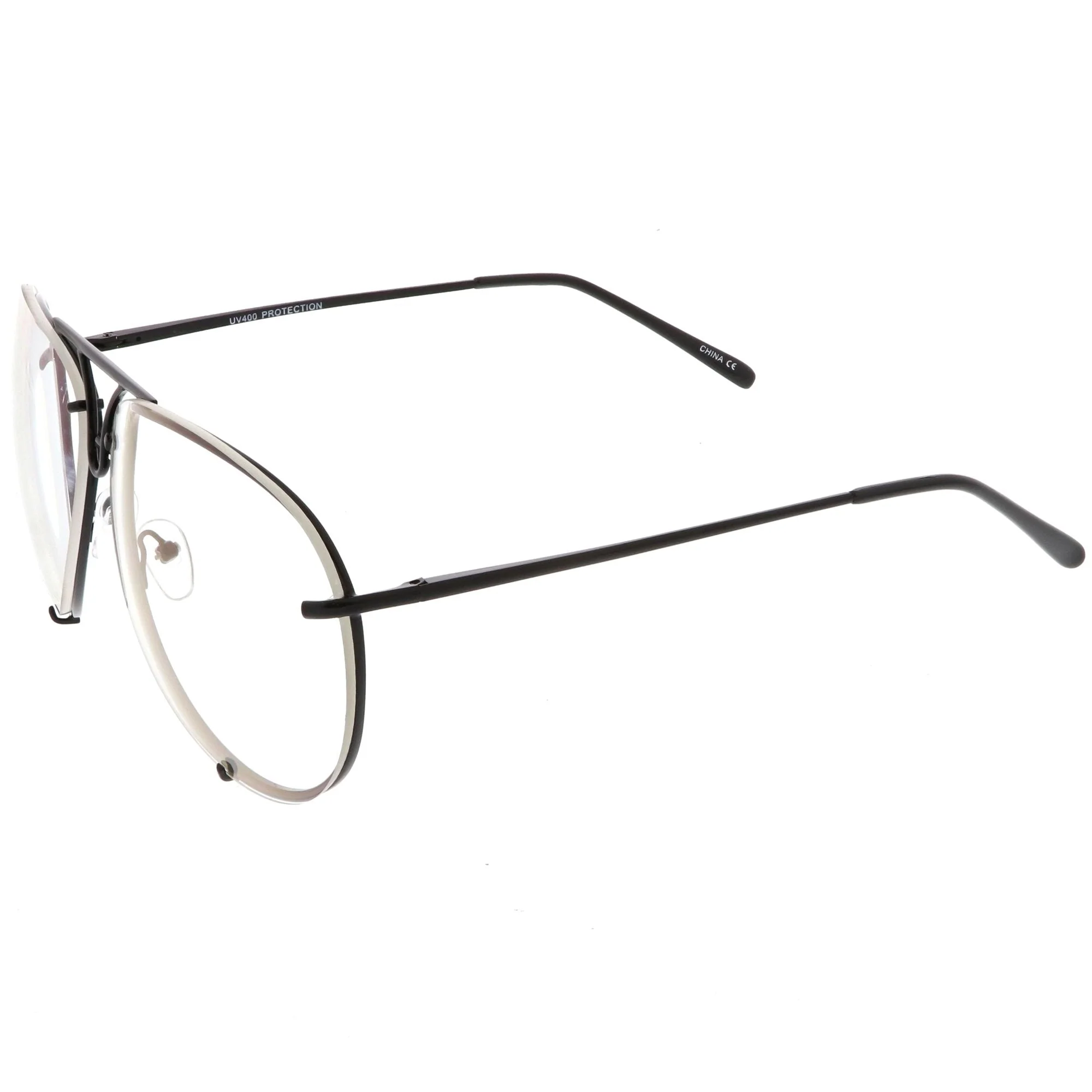 zeroUV  - Oversize Industrial Design Clear Flat Lens Aviator Glasses C155 - Image 3