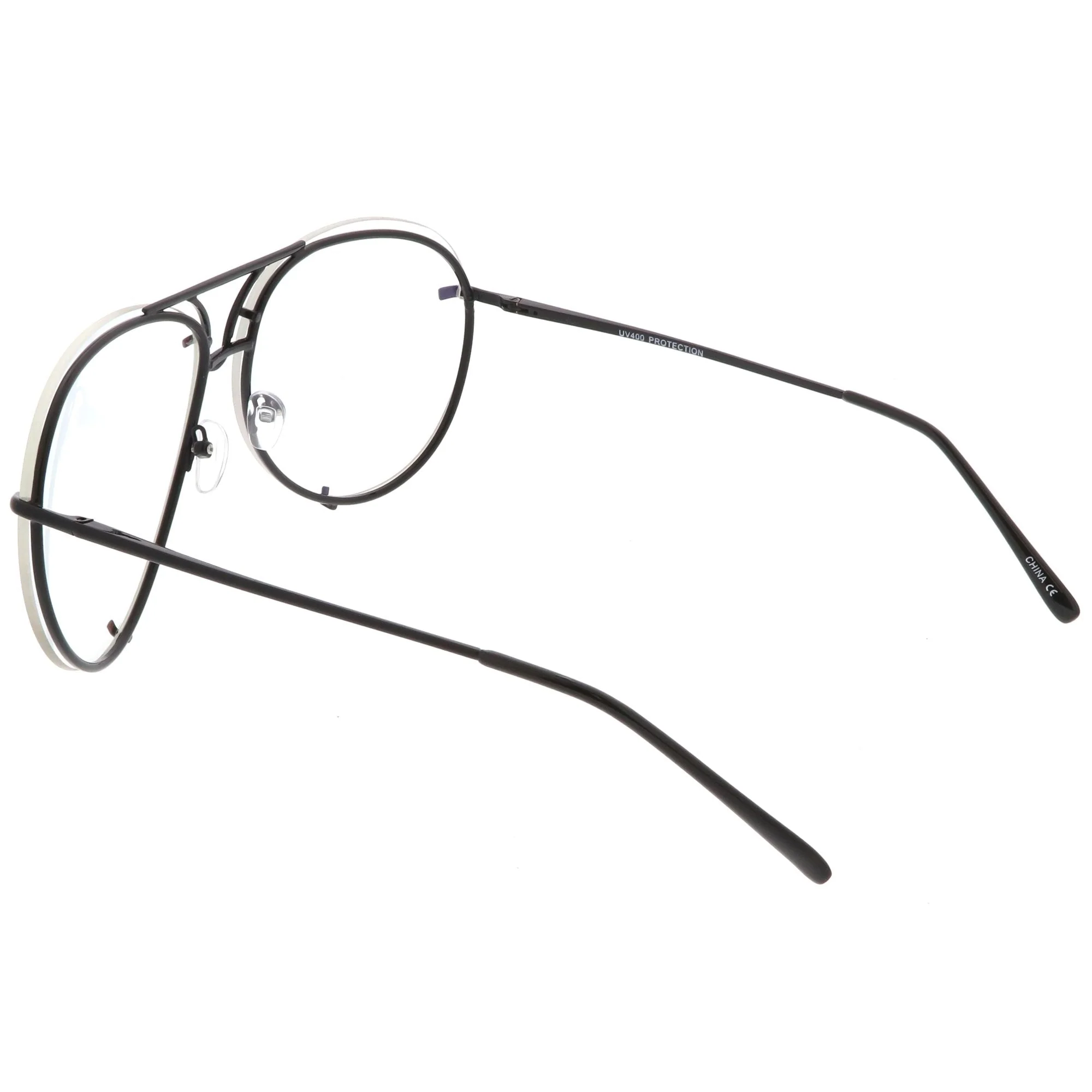 zeroUV  - Oversize Industrial Design Clear Flat Lens Aviator Glasses C155 - Image 4