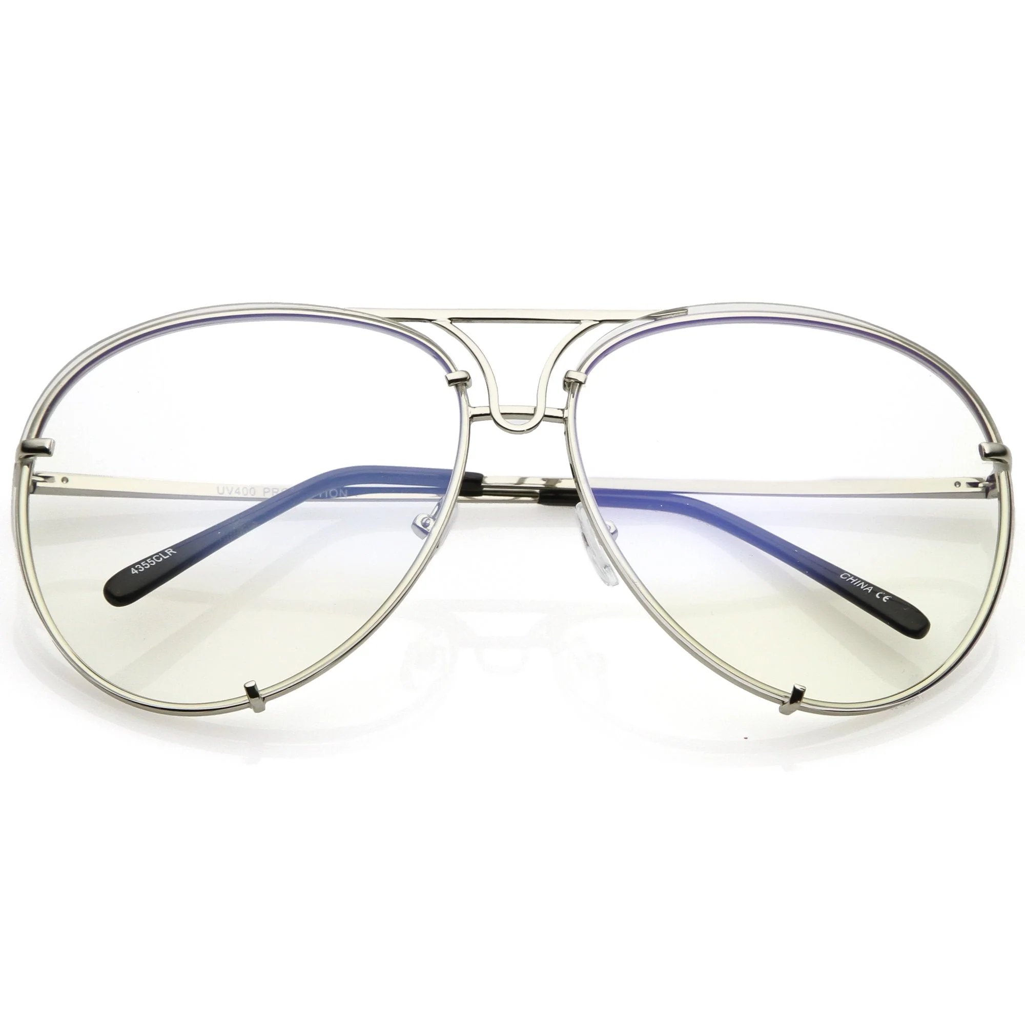 zeroUV  - Oversize Industrial Design Clear Flat Lens Aviator Glasses C155 - Image 5