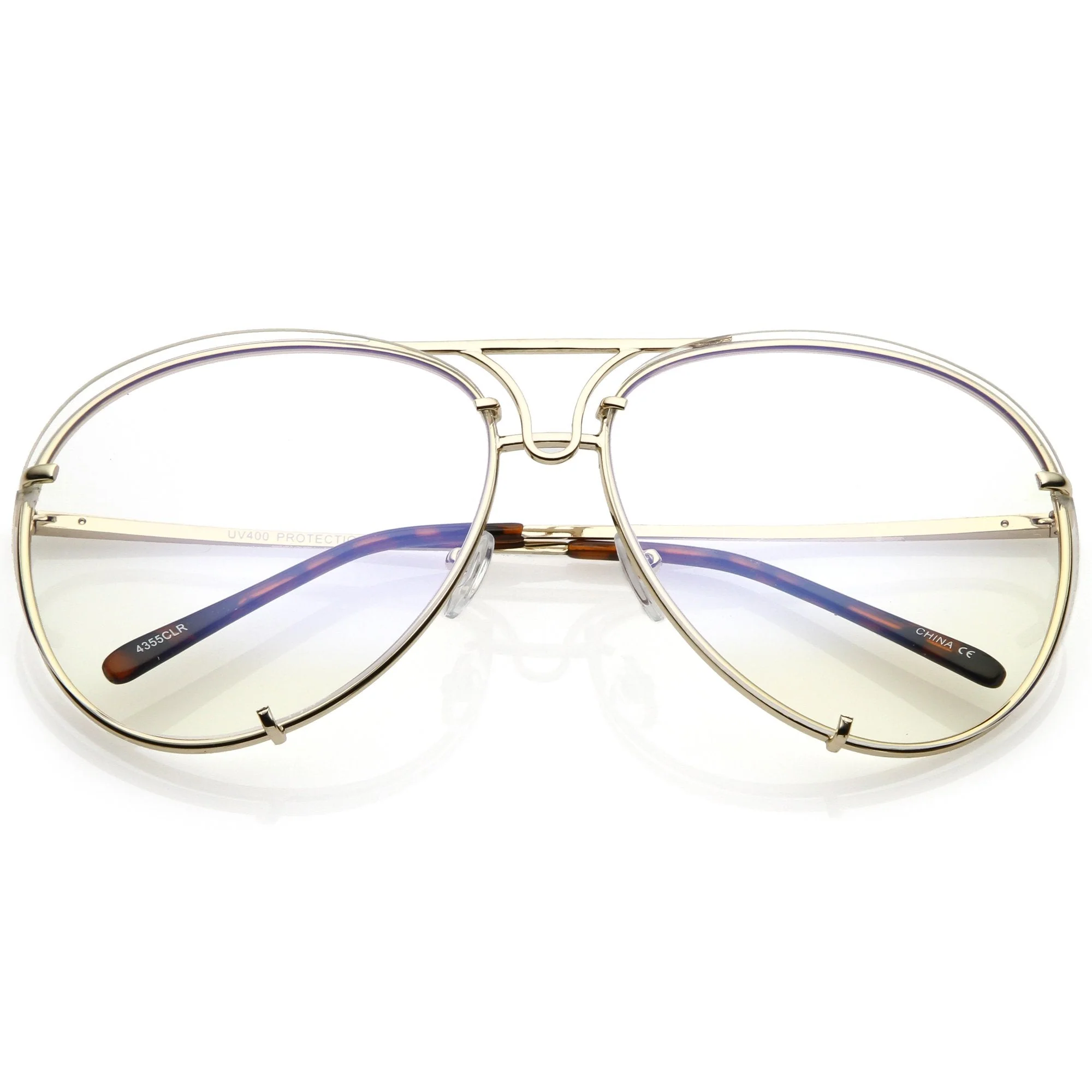 zeroUV  - Oversize Industrial Design Clear Flat Lens Aviator Glasses C155 - Image 6