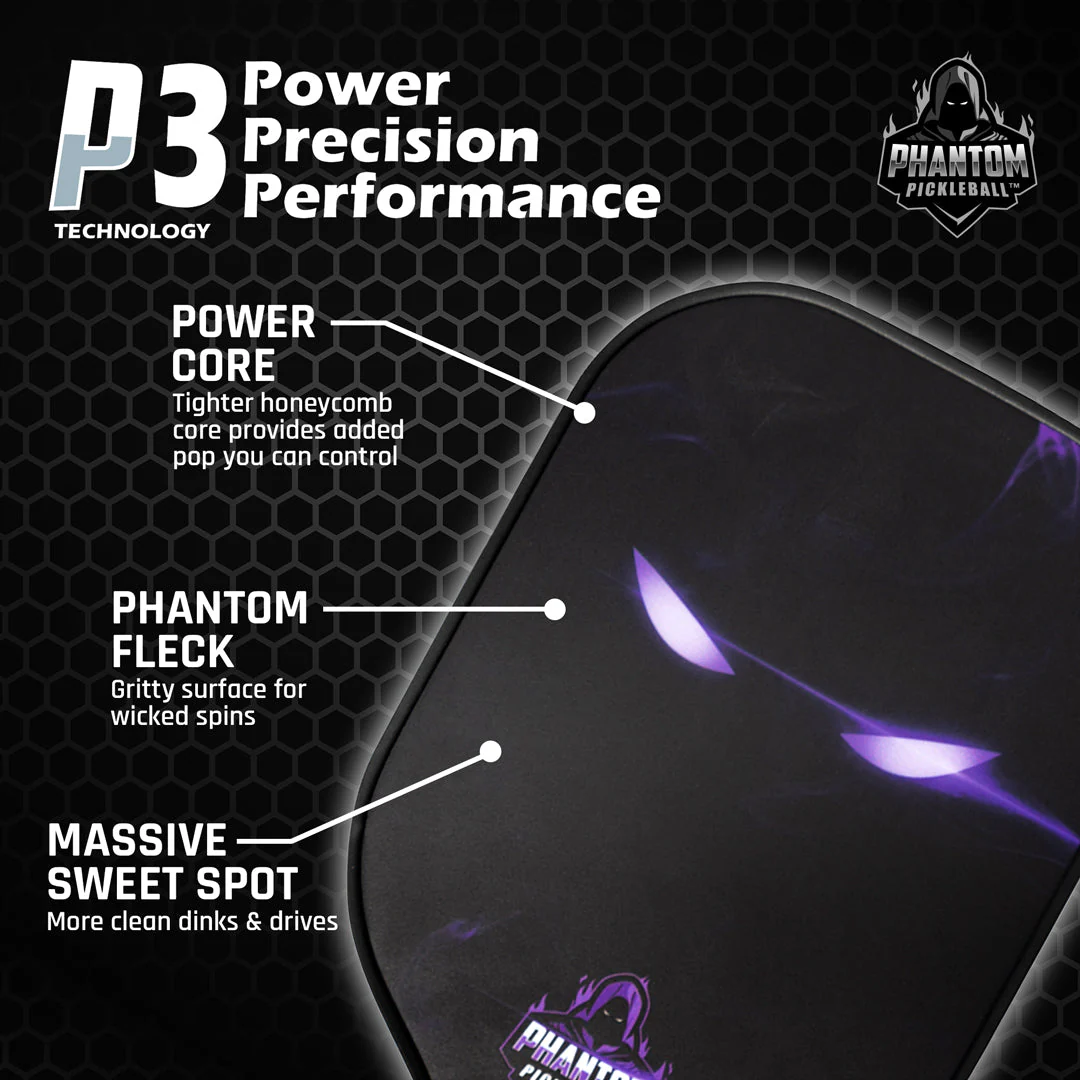 PHANTOM GOLIATH 16MM T800 Carbon Fiber Pickleball Pro Paddle with Cover - Image 3