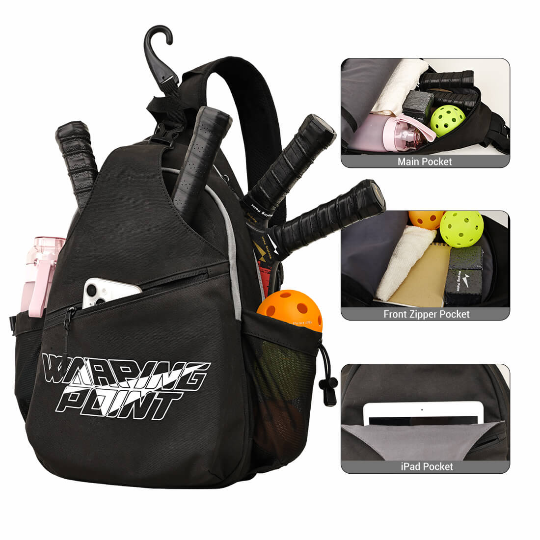 Warping Point Pickleball Sling Bag - Black - Image 7