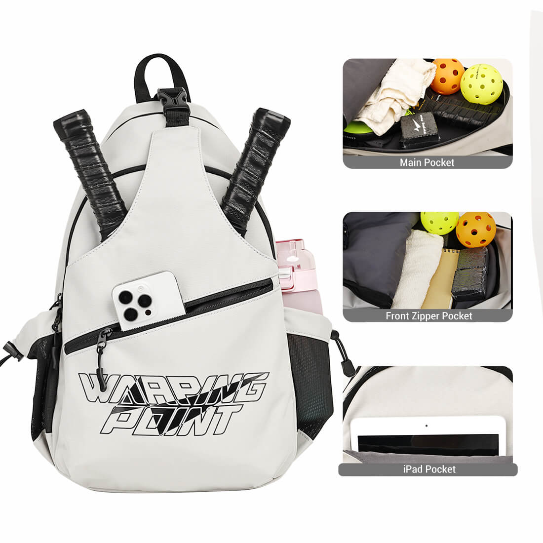 Warping Point Pickleball Sling Bag - Grey - Image 6